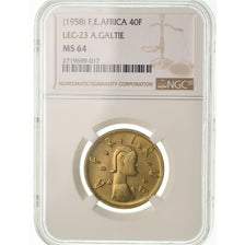 Monnaie, États de l'Afrique centrale, Essai Galtie, 40 Francs, 1958, NGC, MS64