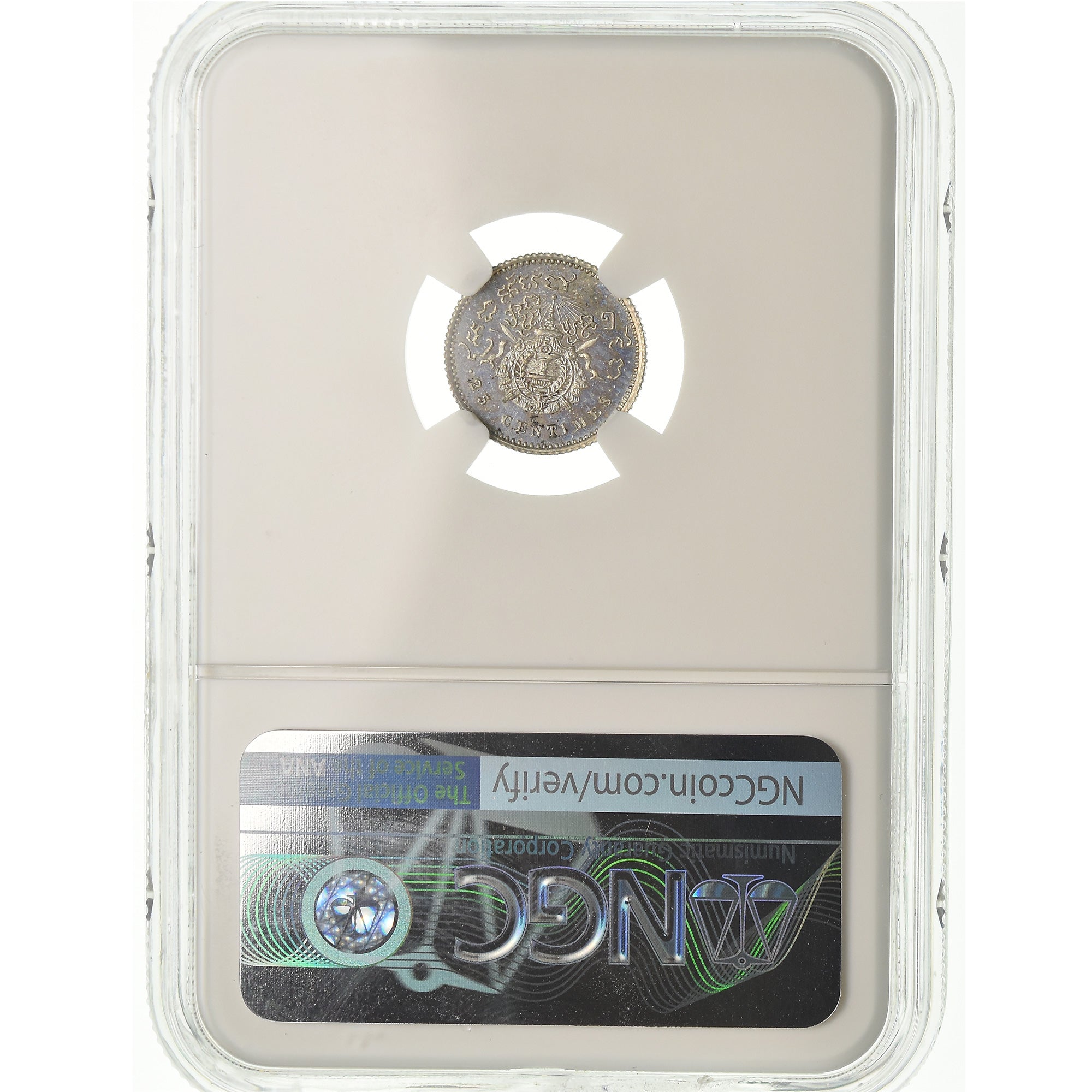 Coin, Cambodia, Norodom I, 25 Centimes, 1860, ESSAI, NGC, PF65, Silver, KM:E5