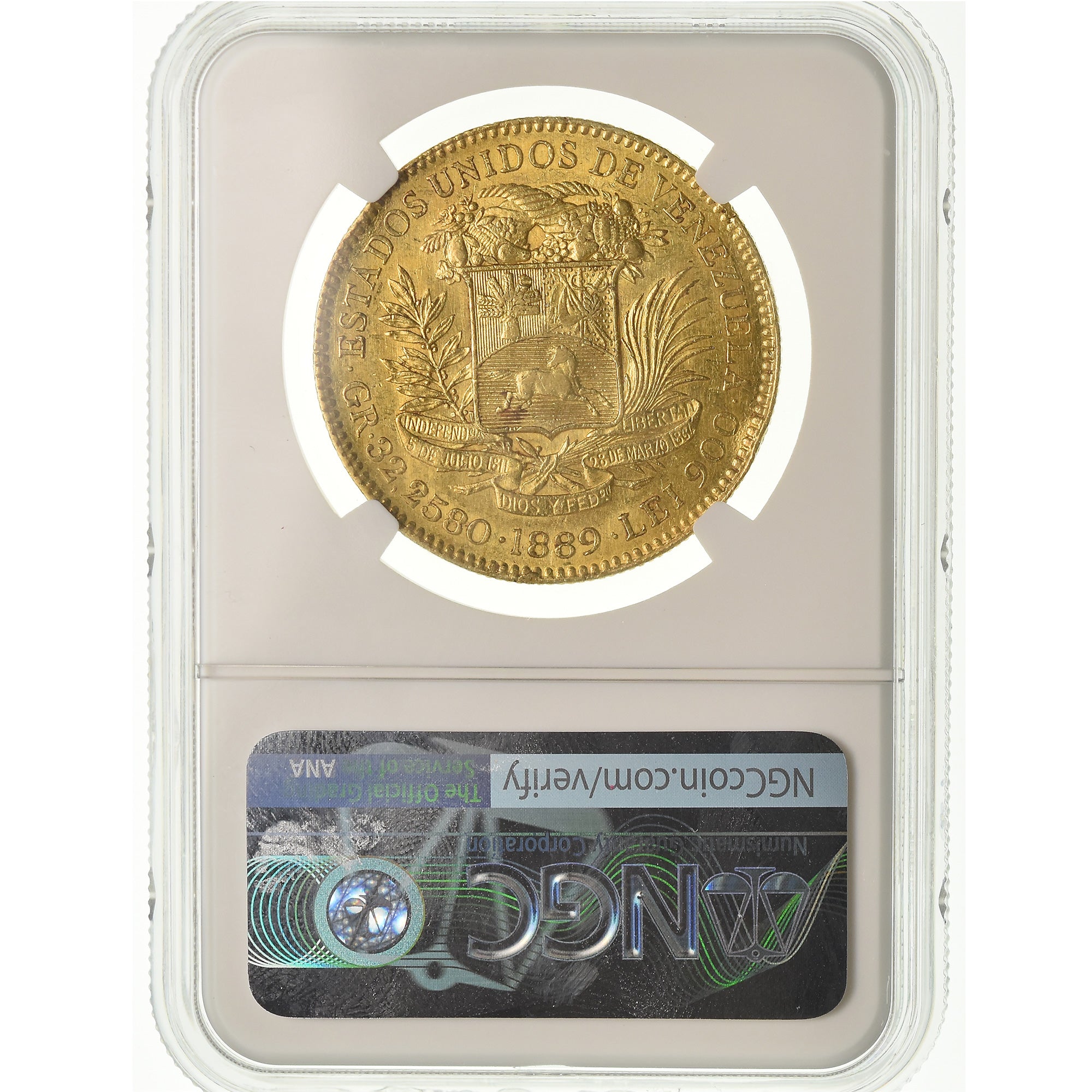 Monnaie, Venezuela, 100 Bolivares, 1889, Caracas, NGC, AU Details, TTB+, Or
