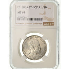 Coin, Ethiopia, Menelik II, 1/2 Birr, 1889 (1897), NGC, MS61, Silver, KM:4