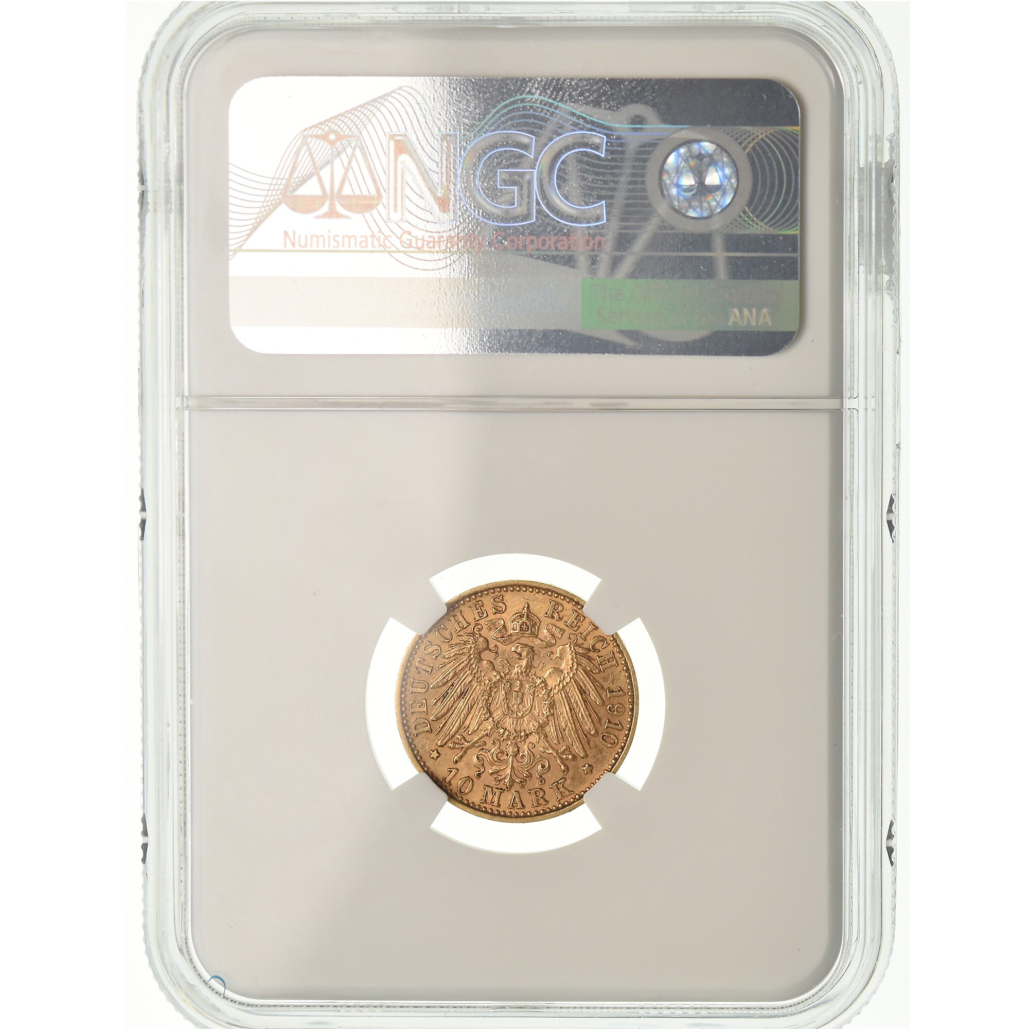 Coin, German States, BADEN, Friedrich II, 10 Mark, 1910, Stuttgart, NGC, AU58
