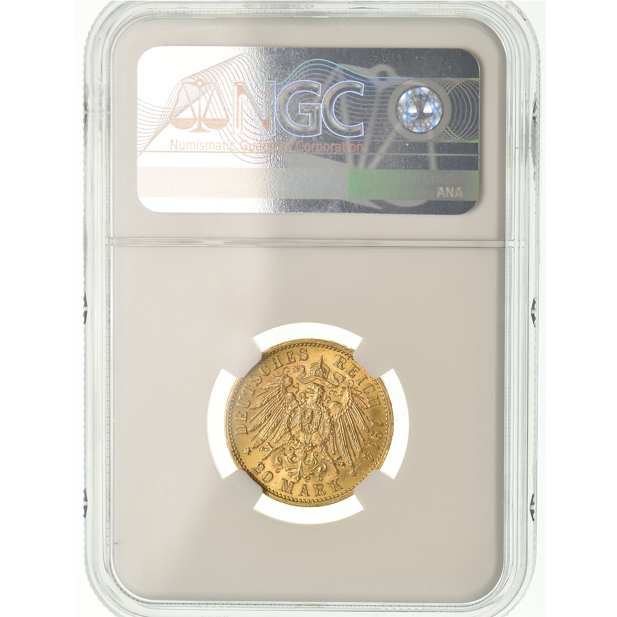 Moneda, Estados alemanes, BADEN, Friedrich II, 20 Mark, 1914, Stuttgart, NGC