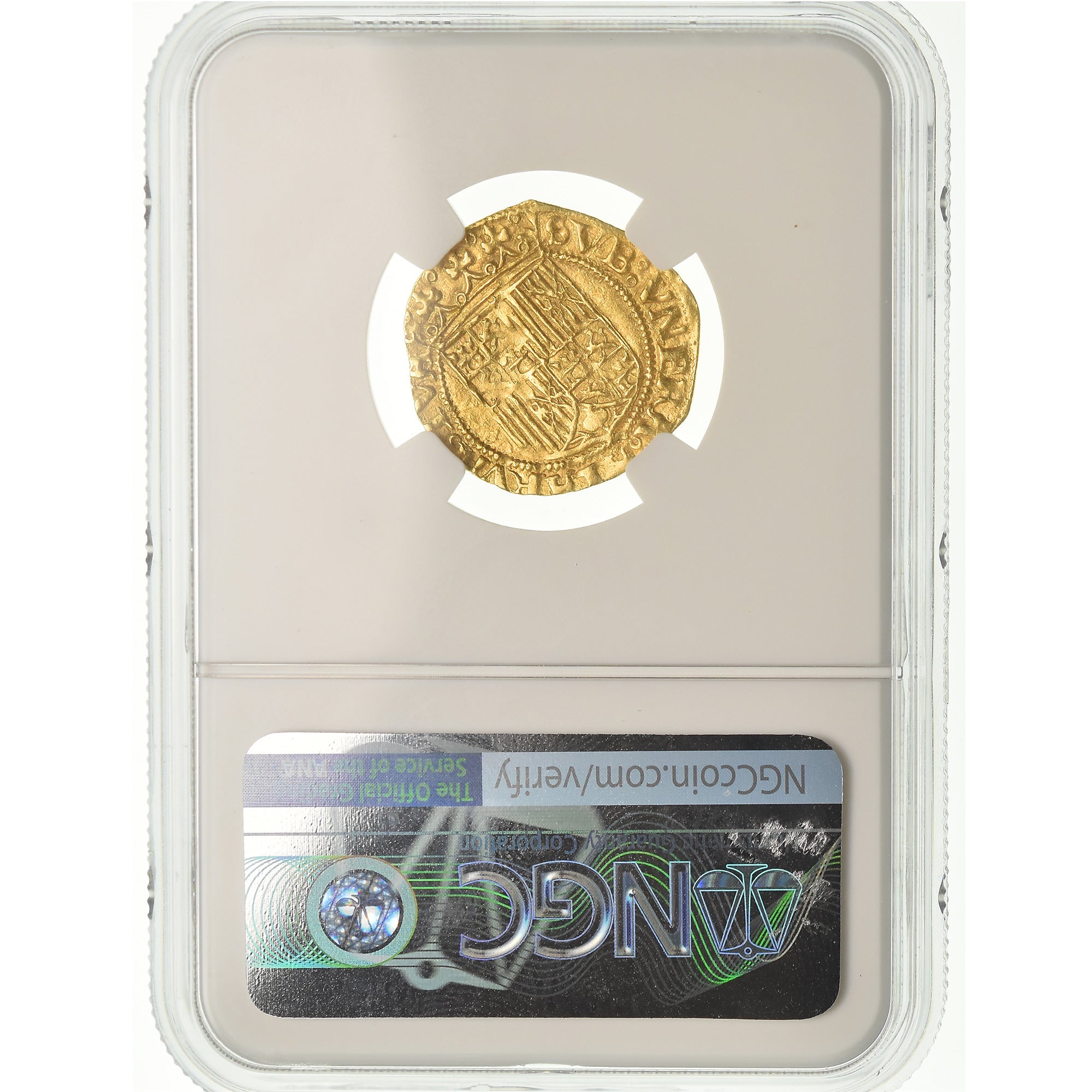 Coin, Spain, Ferdinand & Isabella, Excelente, Seville, NGC, AU58, Gold, graded