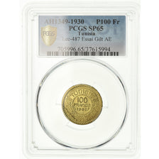 Coin, Tunisia, 100 Francs, 1930, ESSAI, PCGS, SP65, Gilt Bronze, graded
