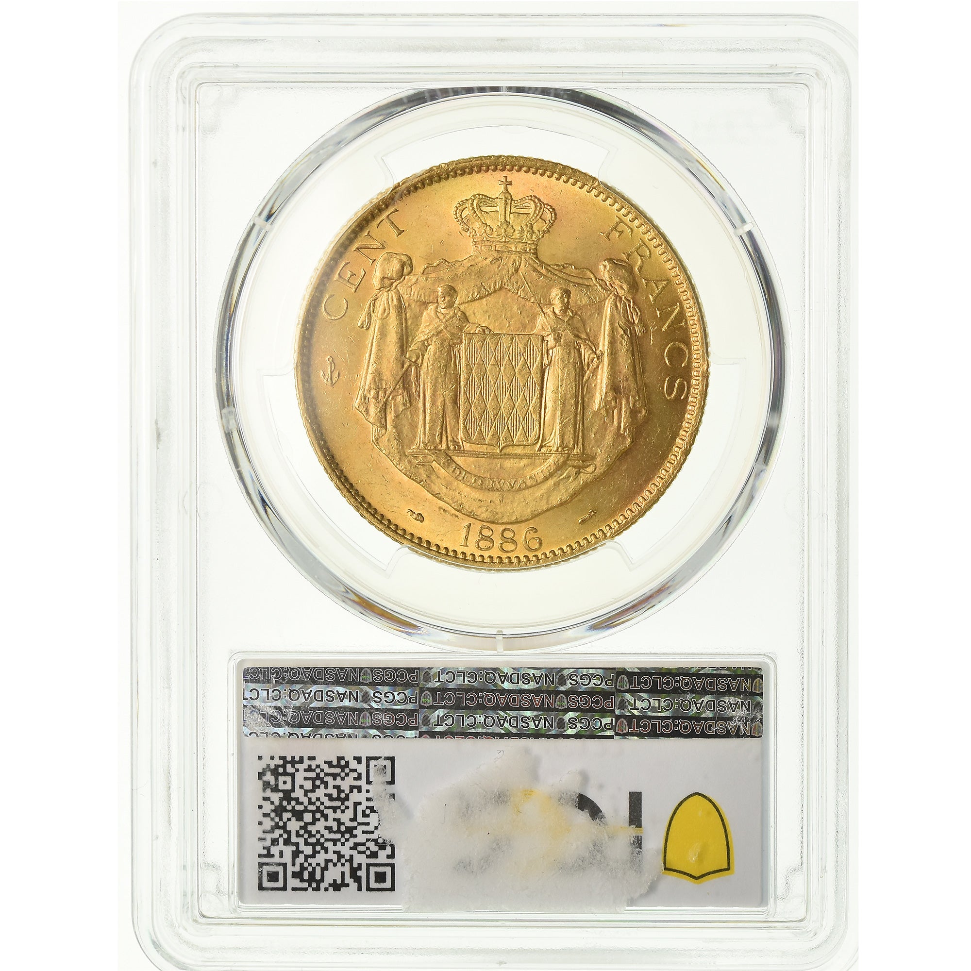 Munten, Monaco, Charles III, 100 Francs, Cent, 1886, Paris, PCGS, MS63+, Goud