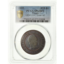 Coin, France, Epreuve par Bazor, 25 Francs, 1935, ESSAI, PCGS, SP63BN, Bronze