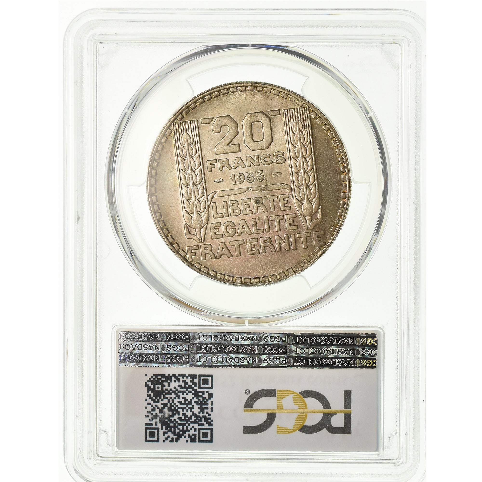 Coin, France, Turin, 20 Francs, 1933, Paris, PCGS, MS65, Silver, KM:879, graded