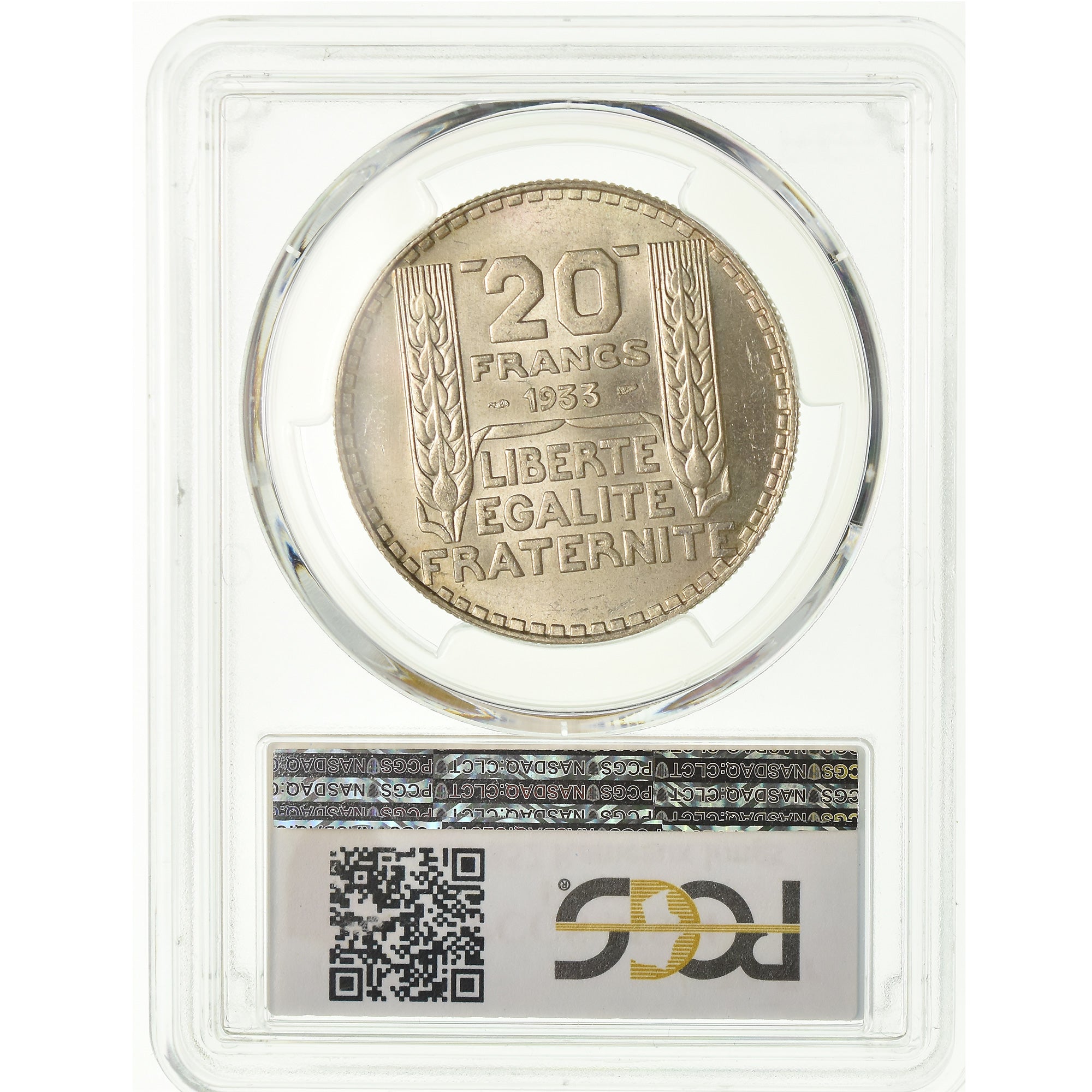 Coin, France, Turin, 20 Francs, 1933, Paris, PCGS, MS64, Silver, KM:879, graded