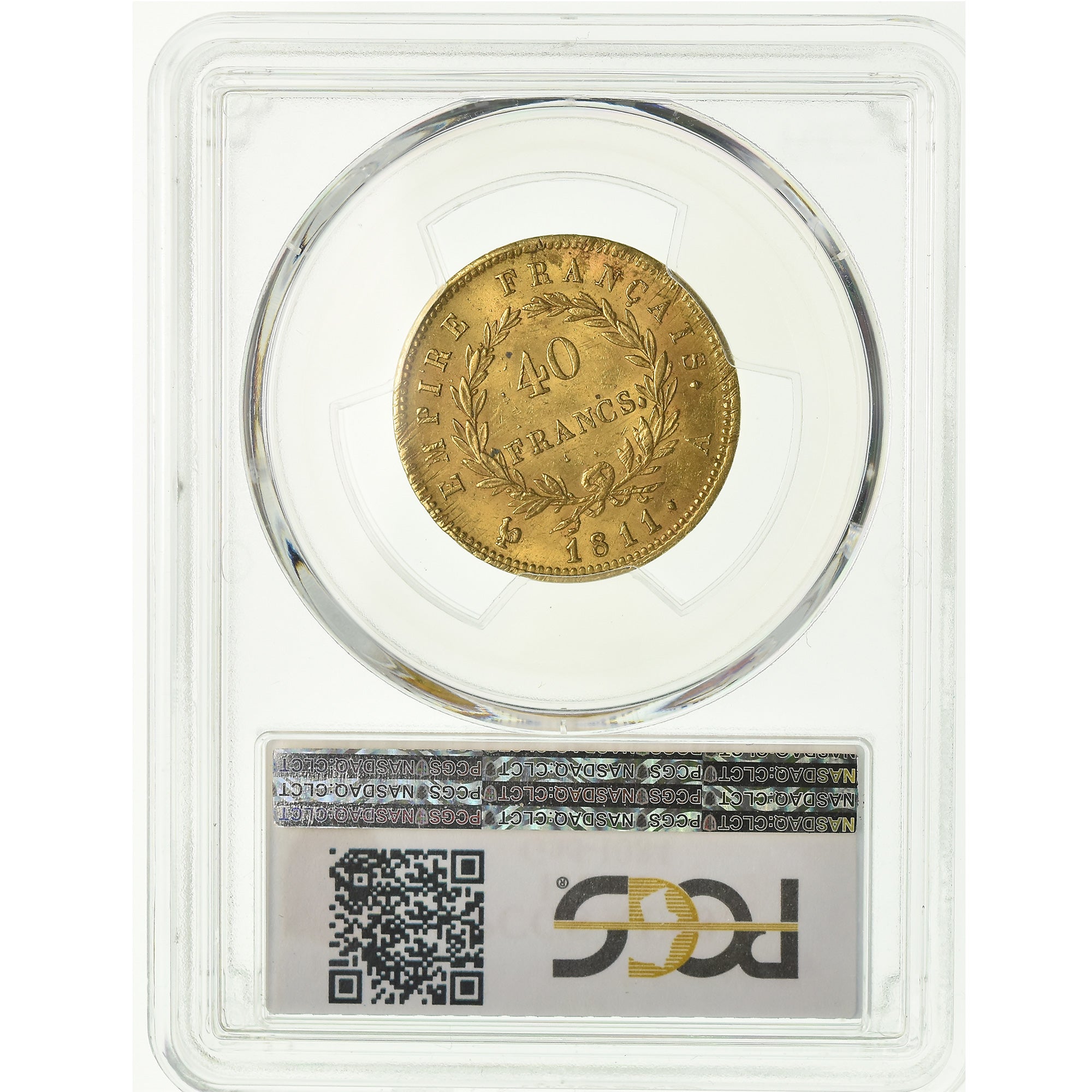 Moeda, França, Napoléon I, 40 Francs, 1811, Paris, PCGS, AU58, Dourado