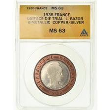 Moneda, Francia, Epreuve par Bazor, 25 Francs, 1935, ESSAI, ANACS, MS63, SC