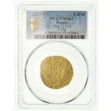 Coin, France, Henri III, Ecu d'or, 1578, Angers, PCGS, MS61, Gold, graded