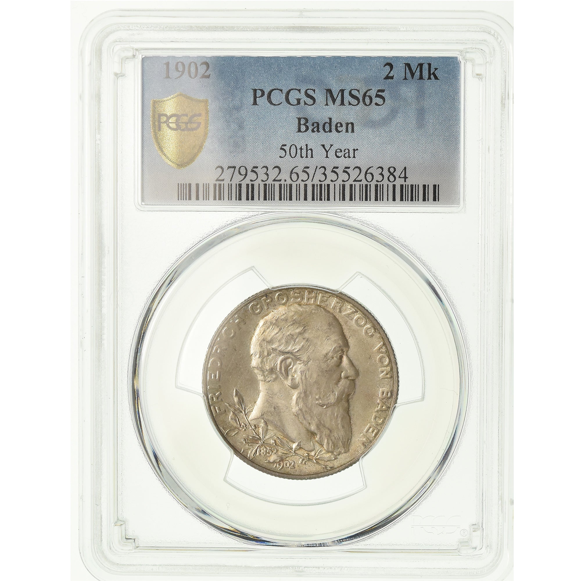 Coin, German States, BADEN, Friedrich I, 2 Mark, 1902, Stuttgart, PCGS, MS65