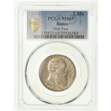Coin, German States, BADEN, Friedrich I, 2 Mark, 1902, Stuttgart, PCGS, MS65