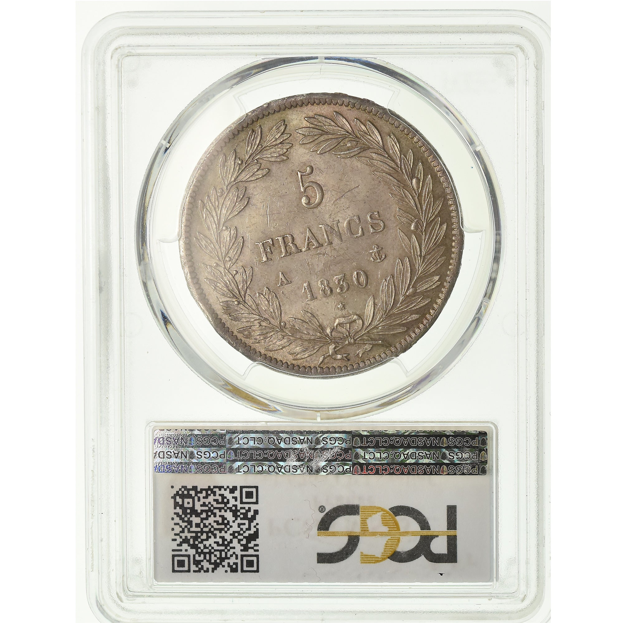 Coin, France, Louis-Philippe, 5 Francs, 1830, Paris, PCGS, MS63, Silver