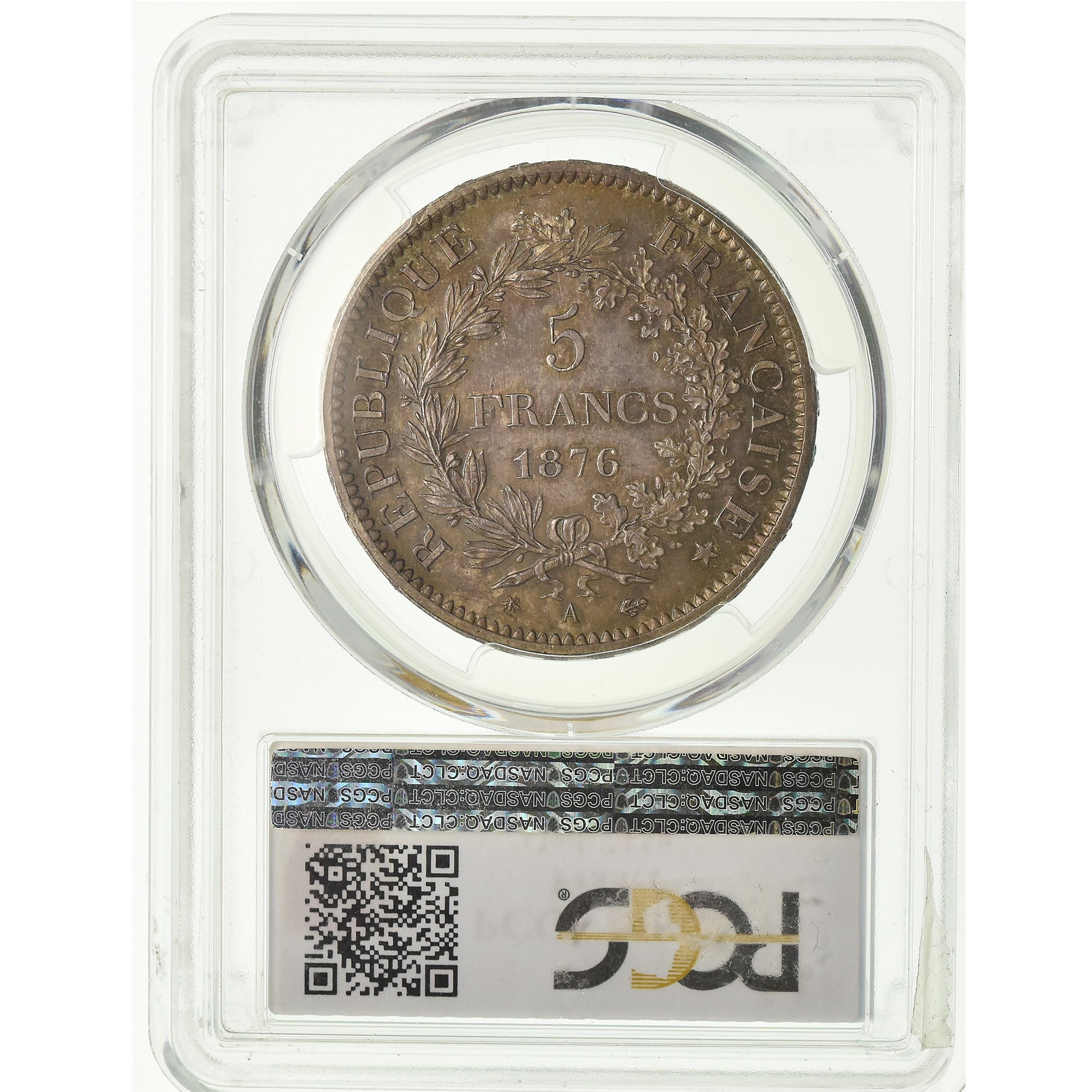 Coin, France, Hercule, 5 Francs, 1876, Paris, PCGS, MS65, Silver, KM:820.1