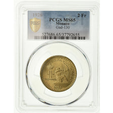 Coin, Monaco, Louis II, 2 Francs, 1926, Poissy, PCGS, MS65, Aluminum-Bronze