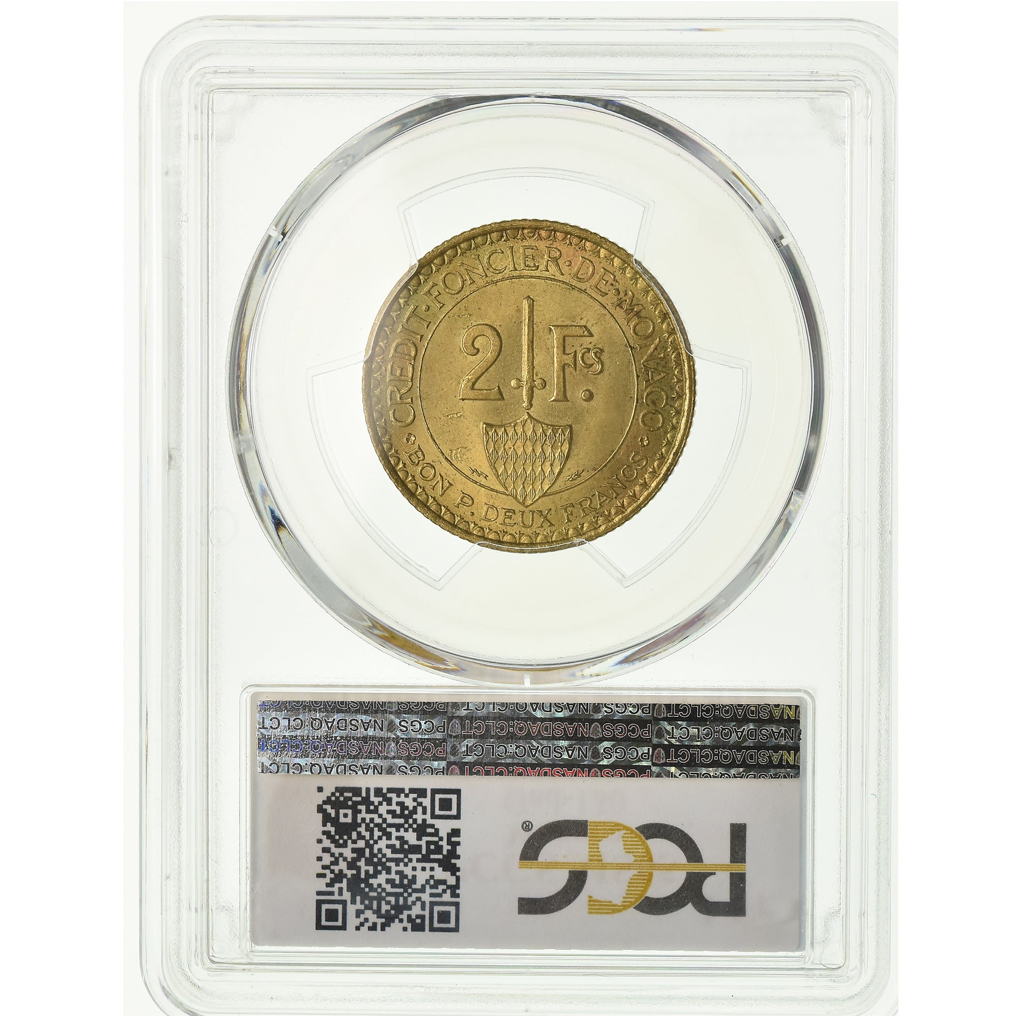 Coin, Monaco, Louis II, 2 Francs, 1926, Poissy, PCGS, MS65, Aluminum-Bronze