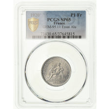 Coin, France, Chambre de commerce, Franc, 1920, ESSAI, PCGS, SP65, Aluminum
