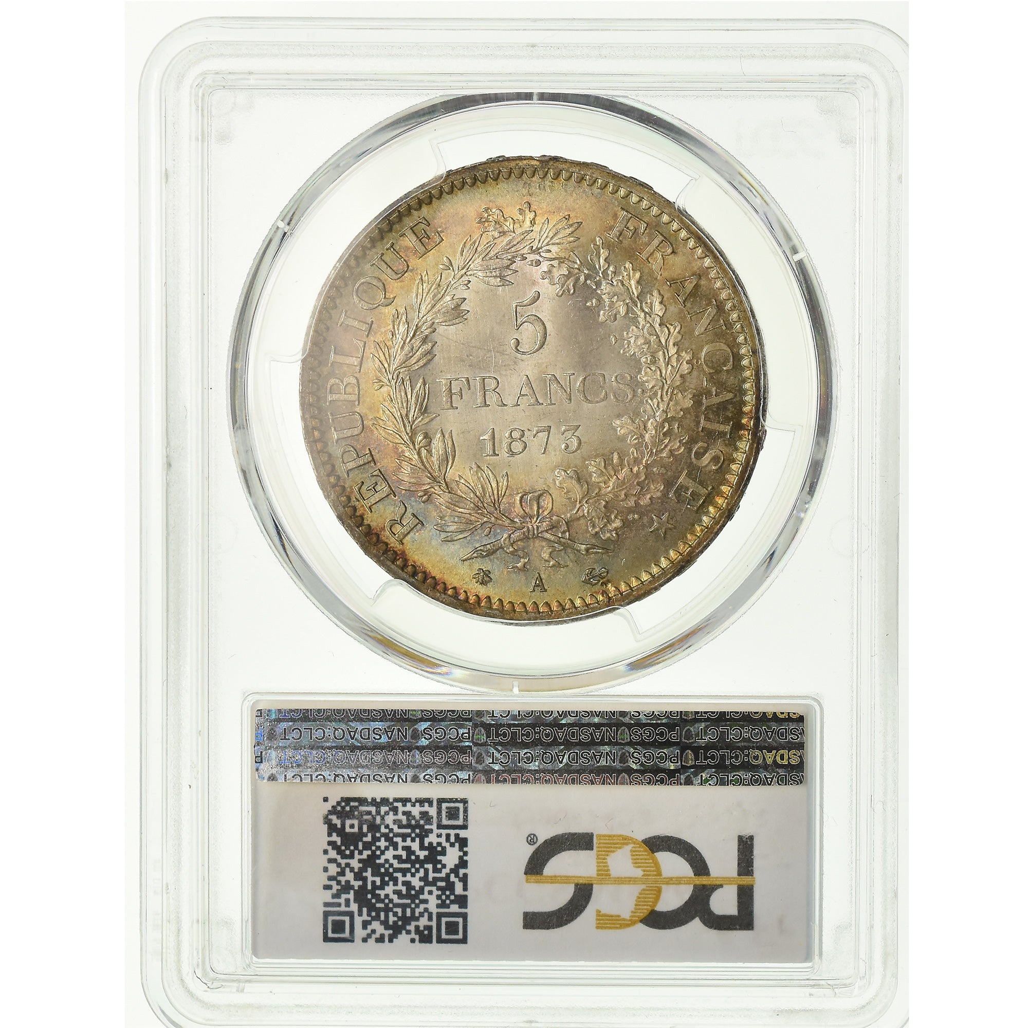 Monnaie, France, Hercule, 5 Francs, 1873, Paris, PCGS, MS66, Argent