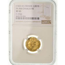 Coin, France, Charles VII, Charles VII, 1/2 ECU D'or, Paris, NGC, XF45, Gold