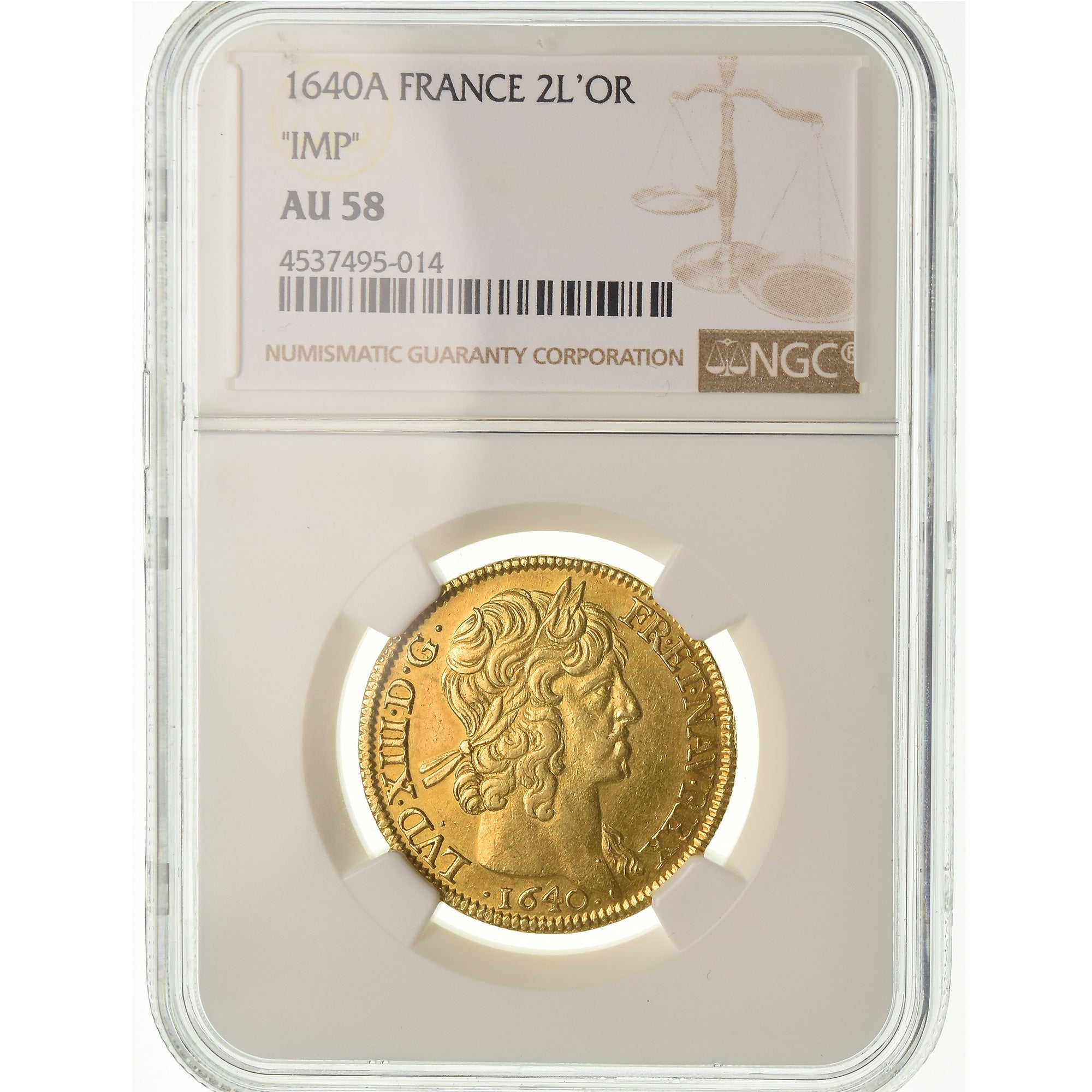 Moeda, França, Louis XIII, Double Louis d'or, 2 Louis D'or, 1640, Paris, NGC