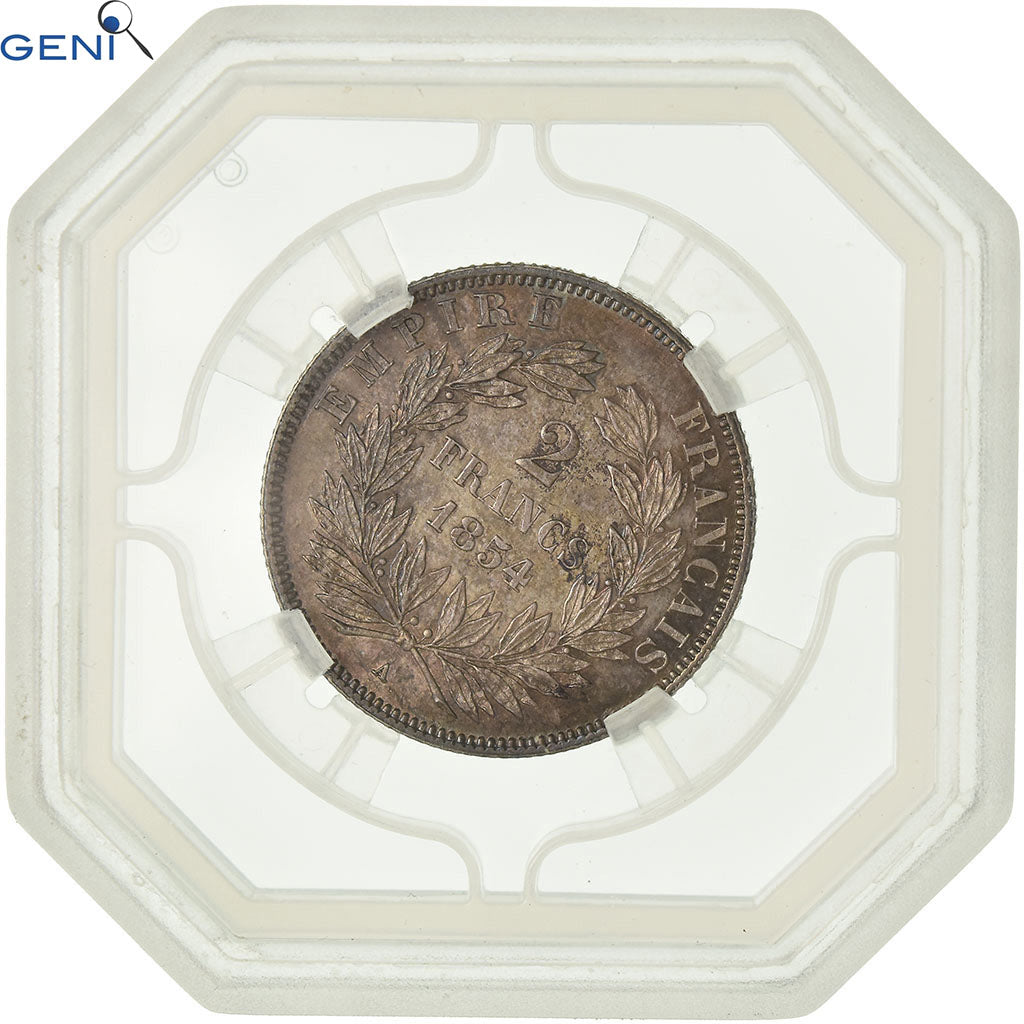 Coin, France, Napoleon III, 2 Francs, 1854, Paris, GENI, AU58