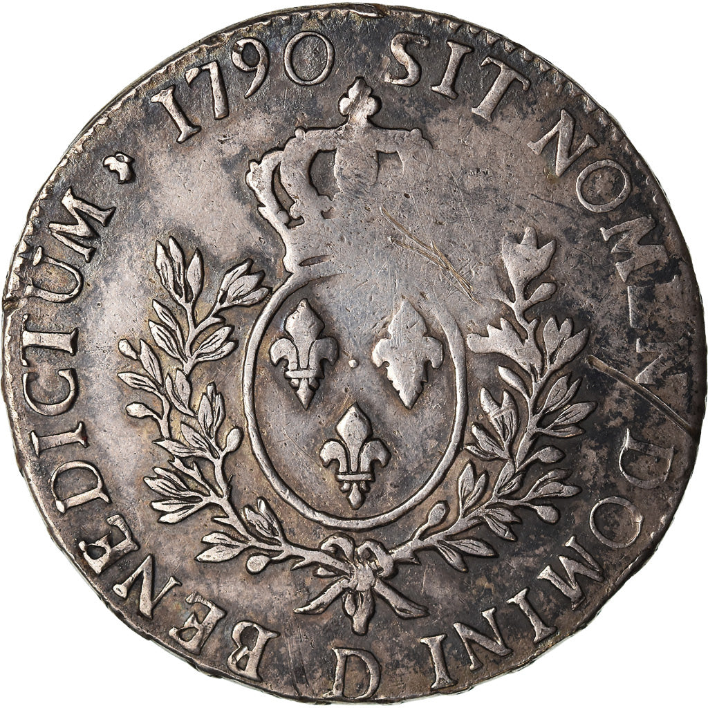 Moeda, França, Louis XVI, Écu aux branches d'olivier, Ecu, 1790, Lyon