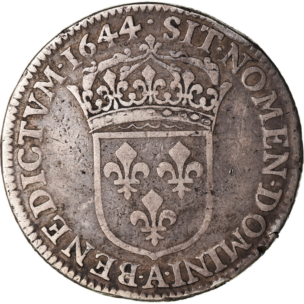 Moeda, França, Louis XIV, 1/4 Ecu, 1644, Paris, Piéfort, VF(30-35), Prata