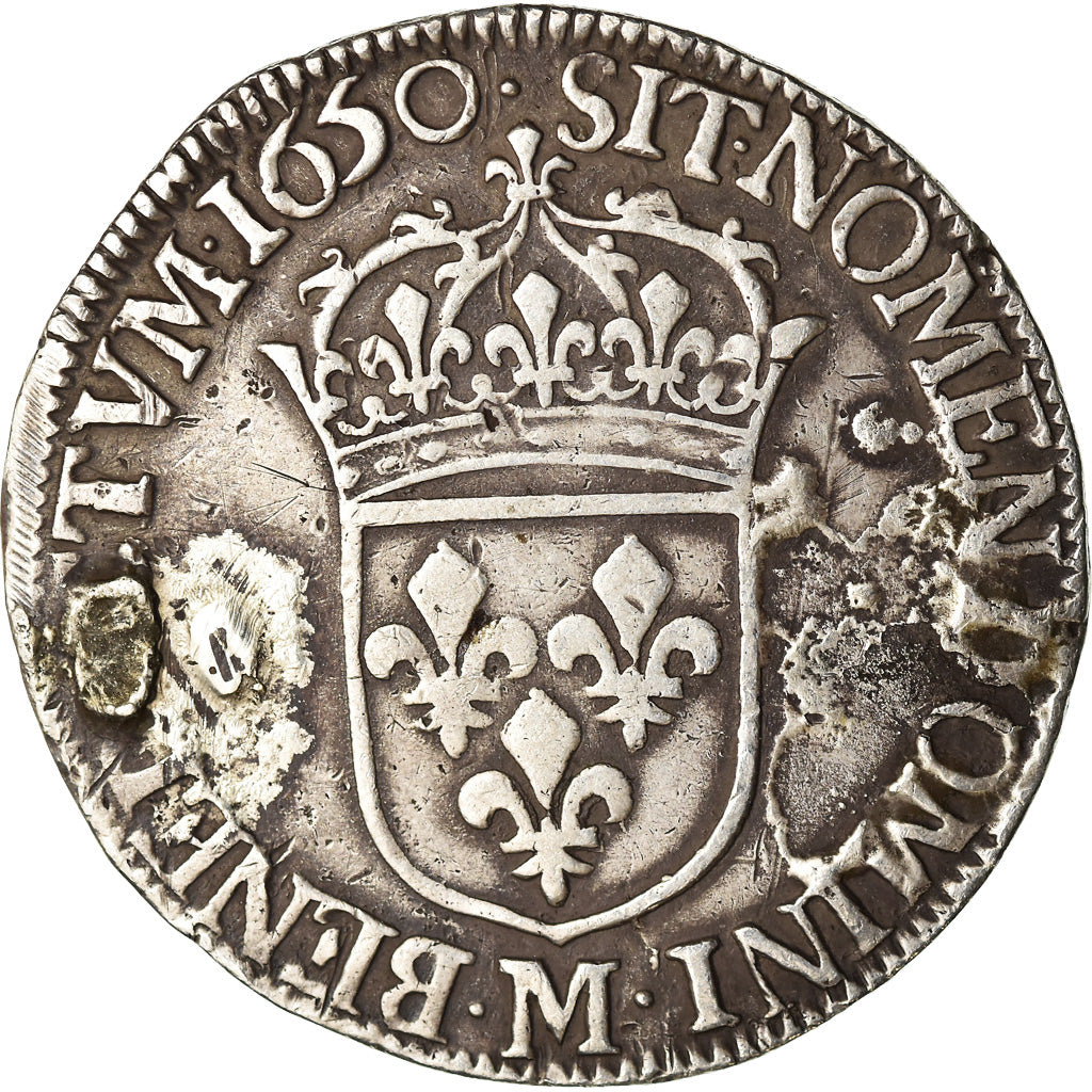 Coin, France, Louis XIV, 1/2 Écu à la mèche longue, 1/2 Ecu, 1650, Toulouse