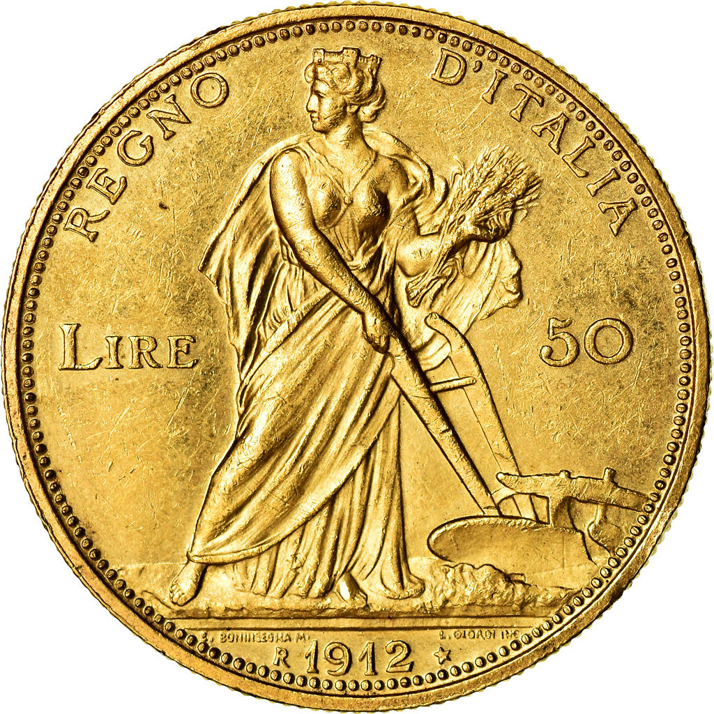 Coin, Italy, Vittorio Emanuele III, 50 Lire, 1912, Rome, MS(60-62), Gold, KM:49