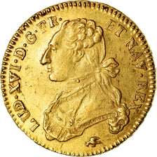 Moneta, Francja, Louis XVI, Double Louis d'or, 1776, Lyon, AU(50-53), Złoto