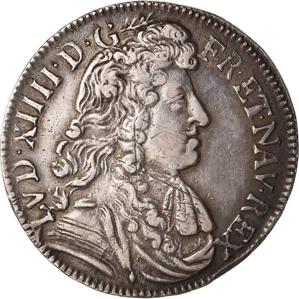 Moeda, França, Louis XIV, 1/4 Écu à la cravate, 1/4 Ecu, 1679, Aix
