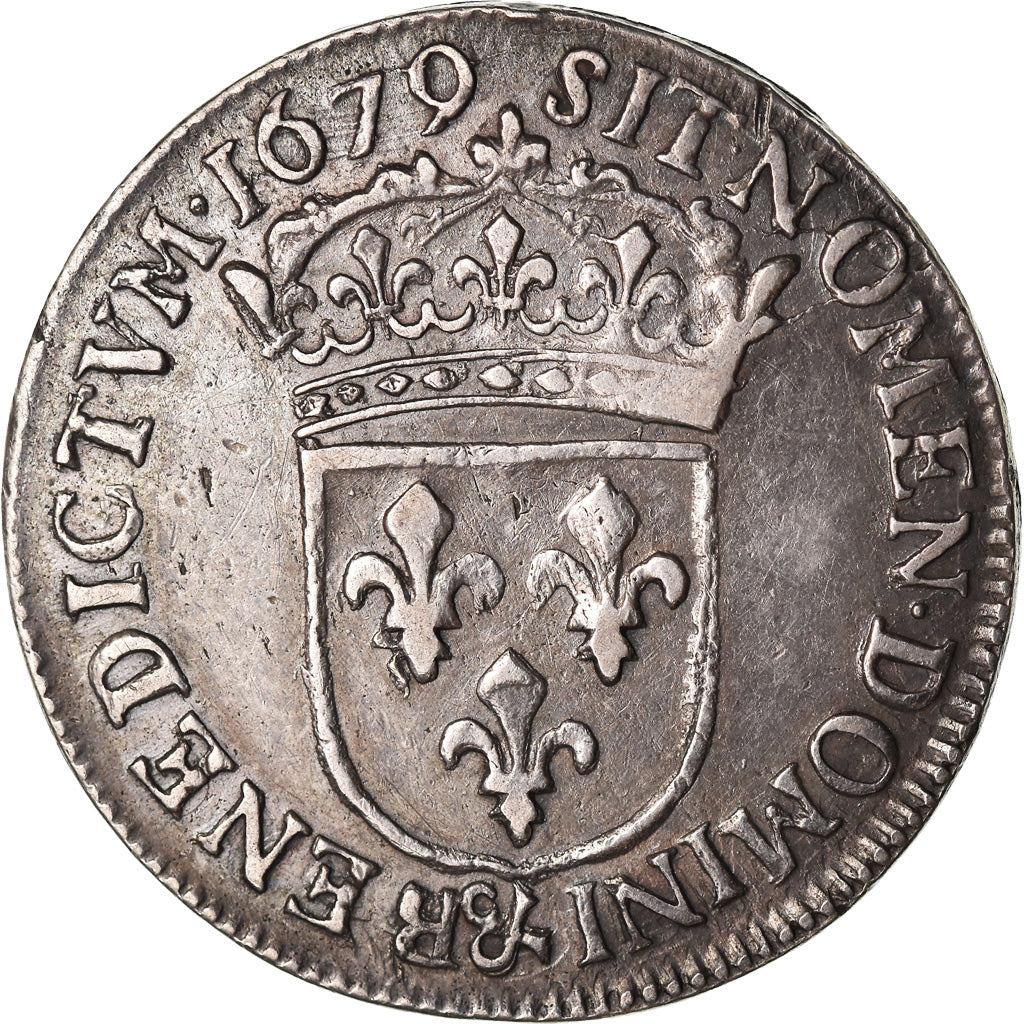 Moeda, França, Louis XIV, 1/4 Écu à la cravate, 1/4 Ecu, 1679, Aix