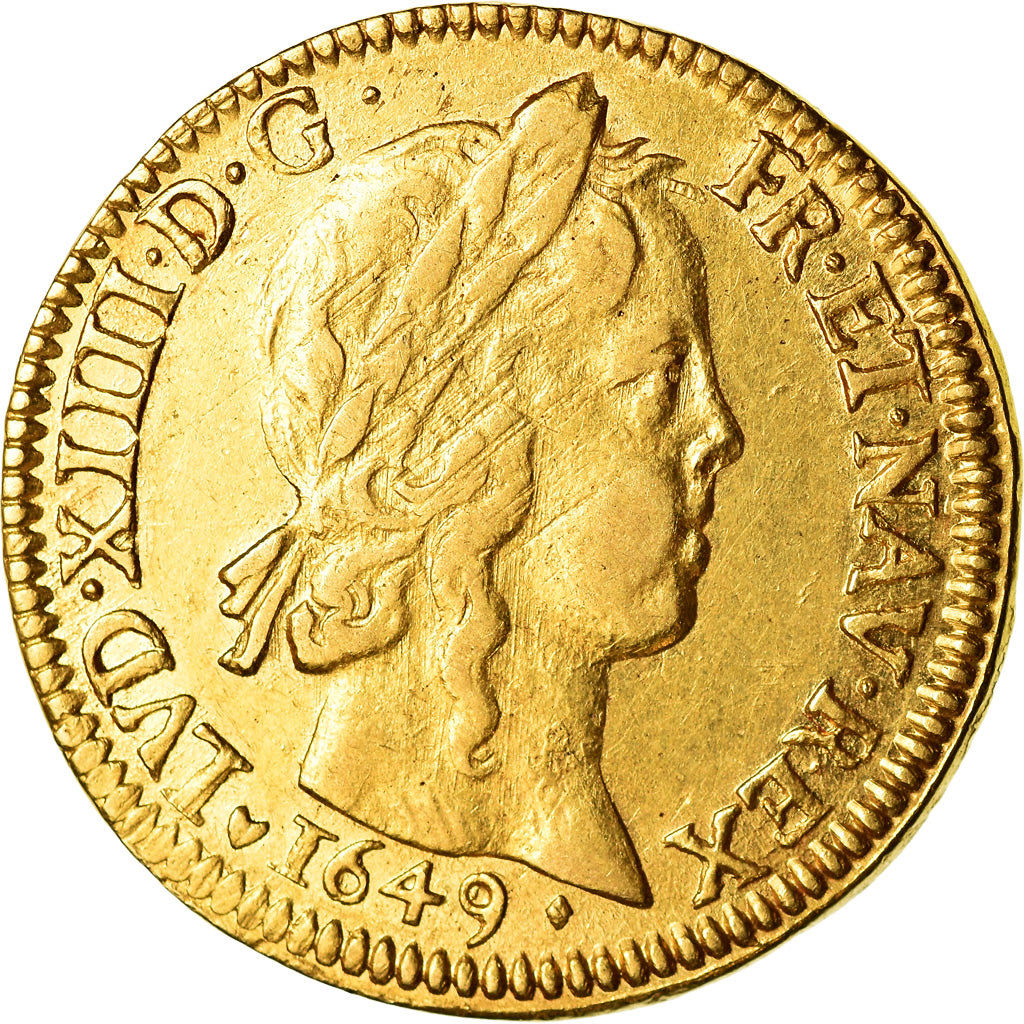 Moneta, Francja, Louis XIV, Louis d'or à la mèche longue, Louis d'Or, 1649, La