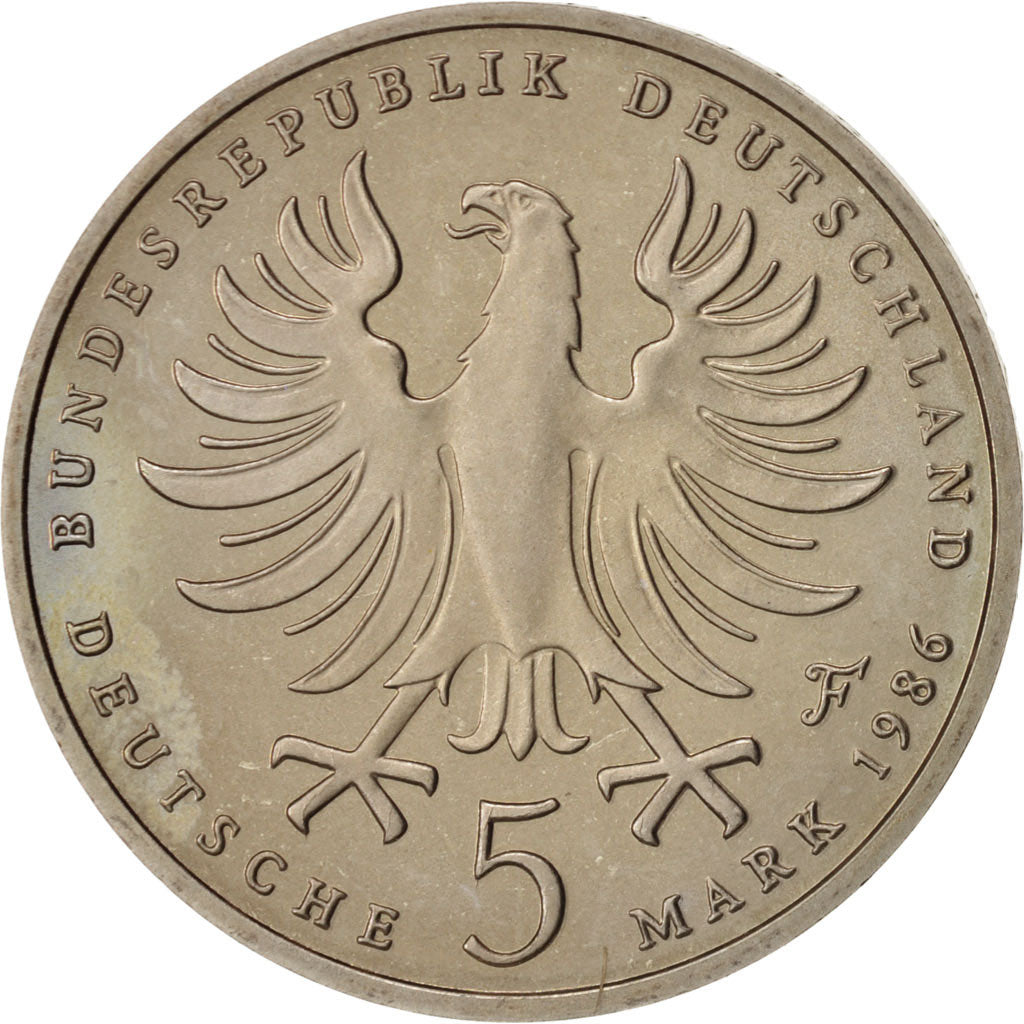 GERMANY - FEDERAL REPUBLIC, 5 Mark, 1986, Stuttgart, Germany, KM:165