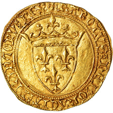 Moneta, Francja, Charles VI, Ecu d'or, AU(55-58), Złoto, Duplessy:369A