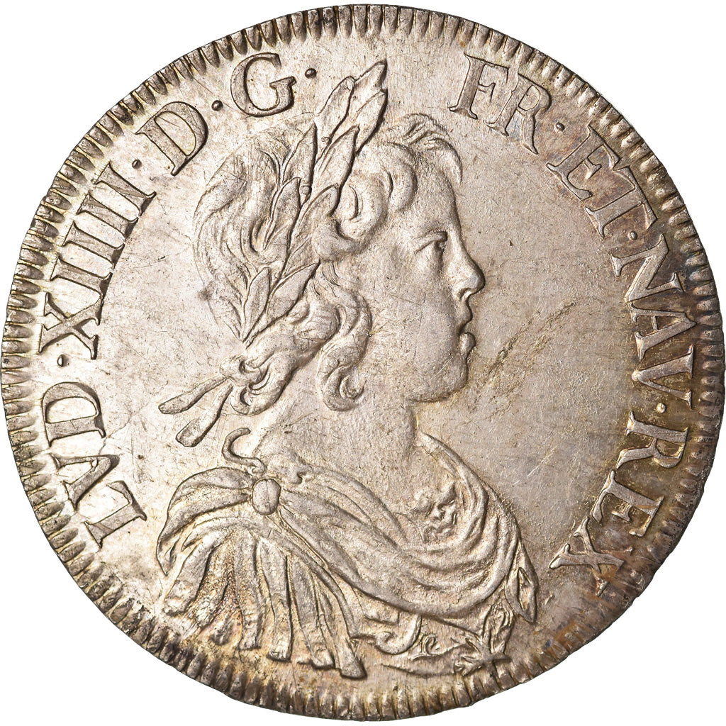 Coin, France, Louis XIV, Écu à la mèche courte, 1644, Paris, MS(60-62)