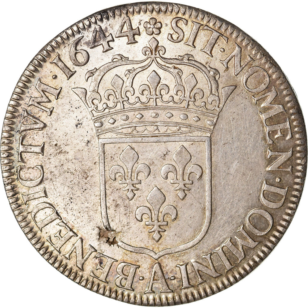 Coin, France, Louis XIV, Écu à la mèche courte, 1644, Paris, MS(60-62)