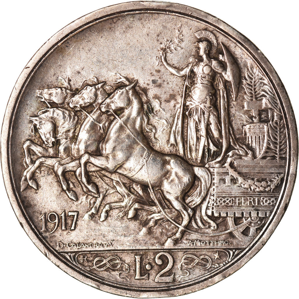 Coin, Italy, Vittorio Emanuele III, 2 Lire, 1917, Rome, EF(40-45), Silver, KM:55
