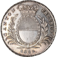 Coin, SWISS CANTONS, FREIBURG, 4 Franken, 1813, Rare, MS(63), Silver, KM:79