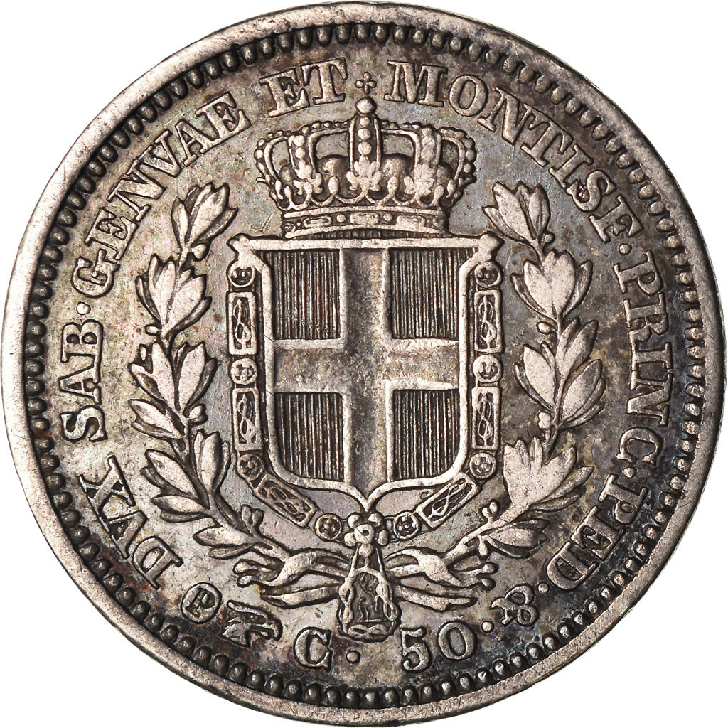 Moneda, Estados italianos, SARDINIA, Carlo Alberto, 50 Centesimi, 1833, Torino