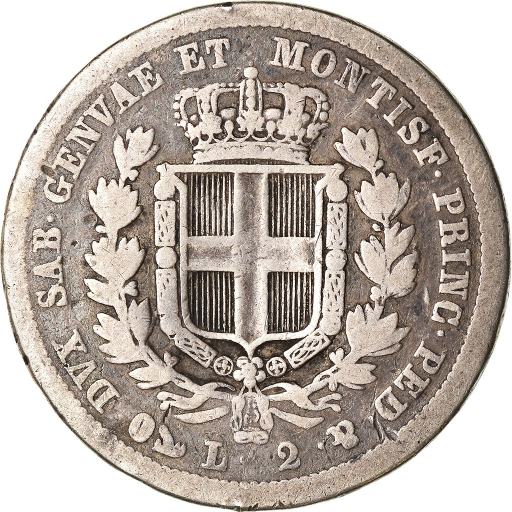 Moeda, ESTADOS ITALIANOS, SARDINIA, Carlo Alberto, 2 Lire, 1833, Genoa