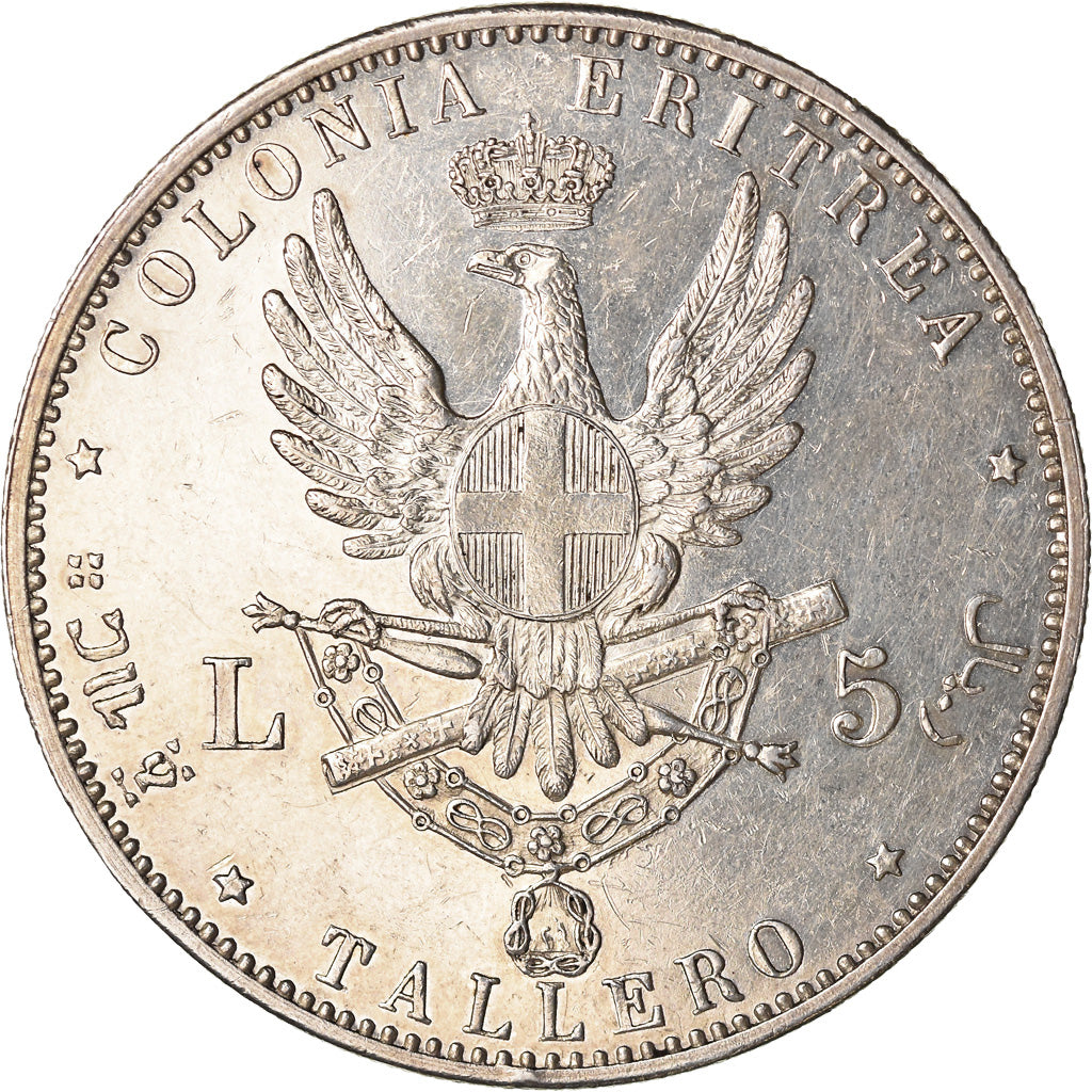 Coin, Eritrea, Umberto I, 5 Lire/Tallero, 1891, AU(55-58), Silver, KM:4
