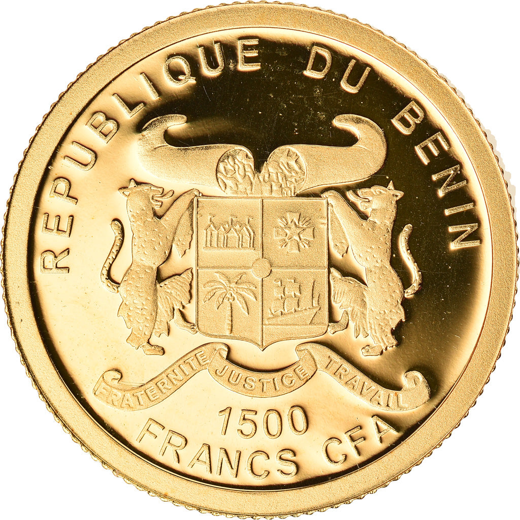 Coin, Benin, Charles de Gaulle, 1500 Francs CFA, 2010, MS(65-70), Gold