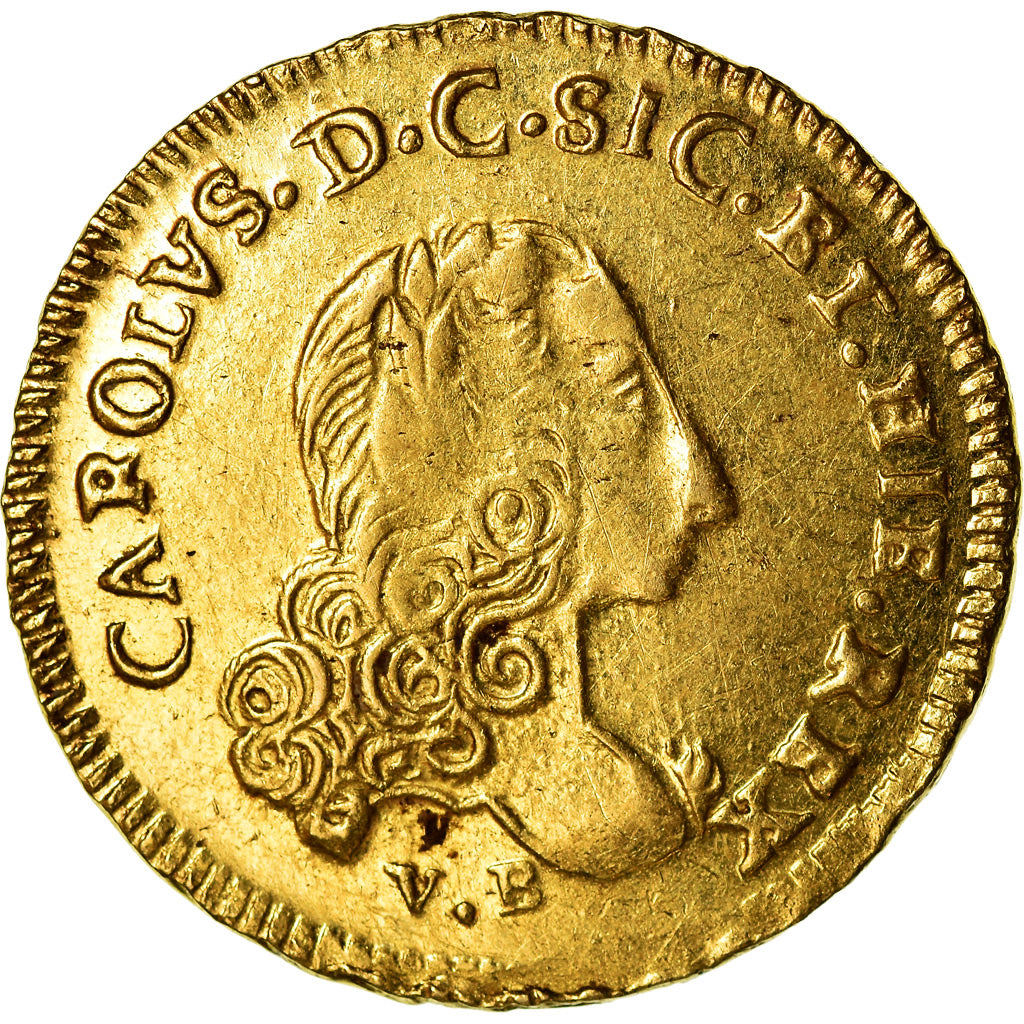 Moeda, ESTADOS ITALIANOS, SICILY, Carlo, Oncia, 1751, Palermo, AU(50-53)