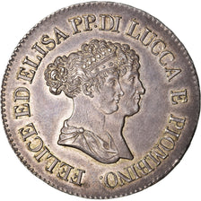Monnaie, États italiens, LUCCA, Felix and Elisa, 5 Franchi, 1805, Firenze