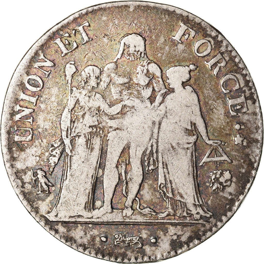Monnaie, France, Union et Force, 5 Francs, AN 7, Bayonne, TB, Argent