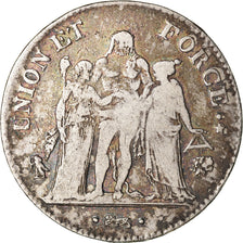 Monnaie, France, Union et Force, 5 Francs, AN 7, Bayonne, TB, Argent
