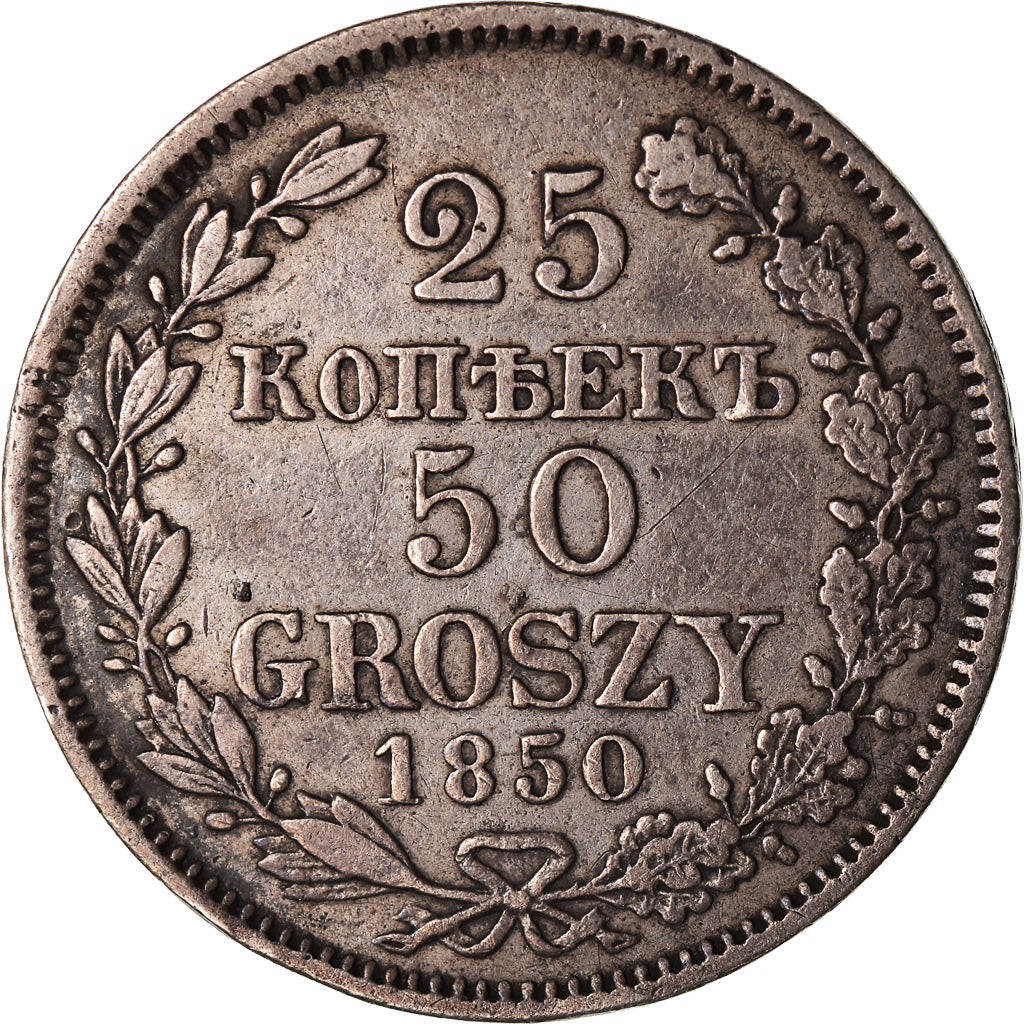 Monnaie, Pologne, Nicholas I, 50 Groszy-25 Kopeks, 1850, Moneta Wschovensis