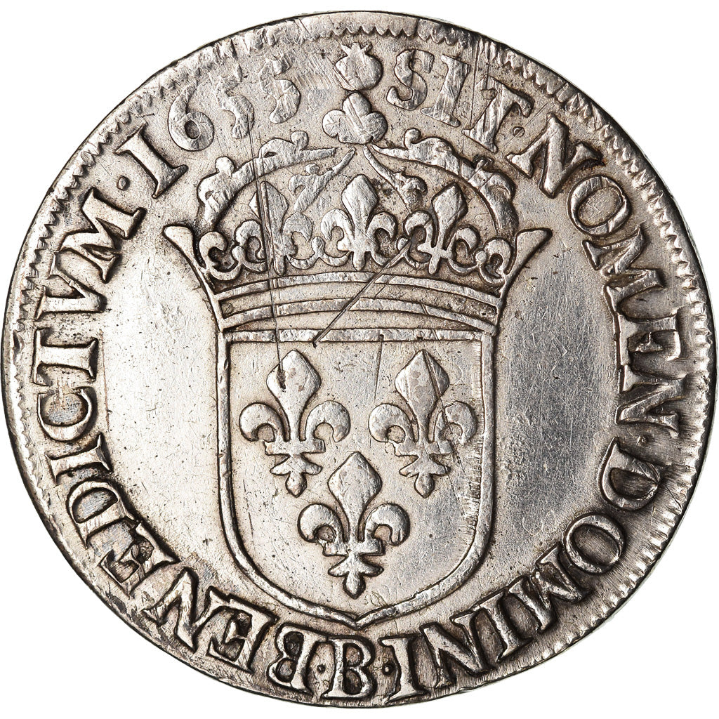 Coin, France, Louis XIV, 1/2 Écu à la mèche longue, 1/2 Ecu, 1655, Rouen